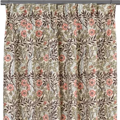 Nordisk Textil Gardiner Mönstrade|Sweet flower brun-grön gardiner