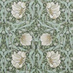 Textilvaxduk|Textilvaxduk Grace grön - Klassisk blommig Arts and Crafts design
