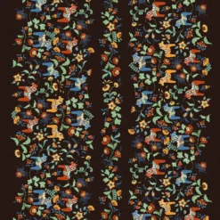 Arvidssons textil Textilvaxduk|Textilvaxduk Leksand bård svart med traditionellt dalahästmönster