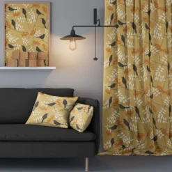 Arvidssons textil Gardintyger Mönstrade|Arvidssons Textil|Trast i hast gul-orange tyg
