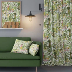 Arvidssons textil Gardiner Mönstrade|Trädgård grön gardiner