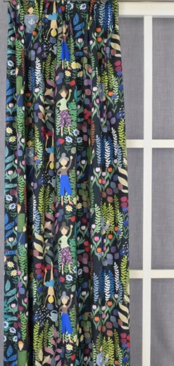 Arvidssons textil Gardiner Mönstrade|Trädgård svart gardiner