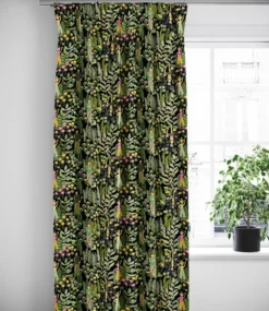 Arvidssons textil Gardiner Mönstrade|Trädgård svart/grön gardiner