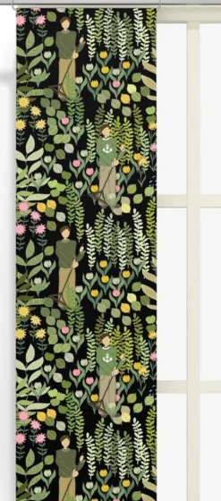 Arvidssons textil Panelgardiner|Trädgård svart/grön panelgardiner