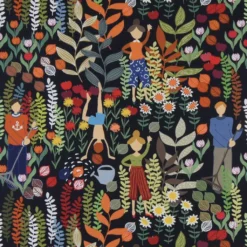 Arvidssons textil Gardintyger Mönstrade|Arvidssons Textil|Trädgård svart/orange tyg