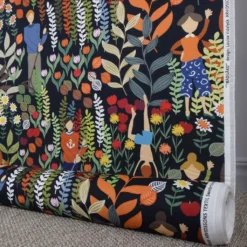 Arvidssons textil Gardintyger Mönstrade|Arvidssons Textil|Trädgård svart/orange tyg