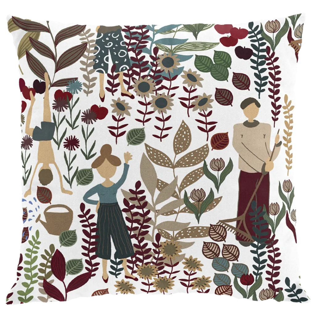 Arvidssons textil Mönstrade Kuddfodral|Trädgård vinröd/turkos kuddfodral