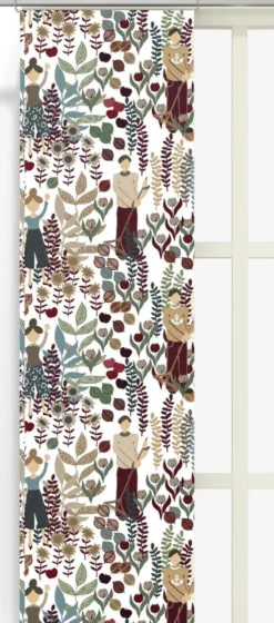 Arvidssons textil Panelgardiner|Trädgård vinröd/turkos panelgardiner