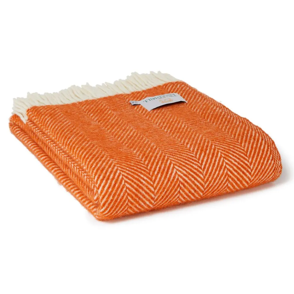 Tweedmill textiles Ullplädar|Ullpläd Fishbone Cinnamon, 100% Ull, 150x183 cm