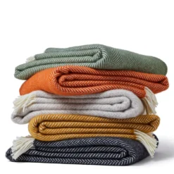 Tweedmill textiles Ullplädar|Ullpläd Fishbone English Mustard, 100% Ull, 150x183 cm