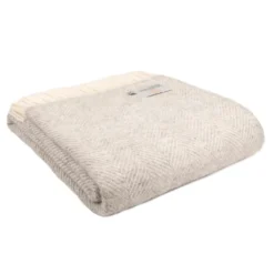 Tweedmill textiles Ullplädar|Ullpläd Fishbone Silver Grey, 100% Ull, 150x183 cm