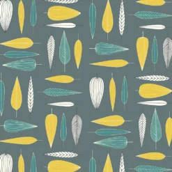 Arvidssons textil Gardintyger Mönstrade|Arvidssons Textil|Under trädet turkos tyg – bomullstyg med blad