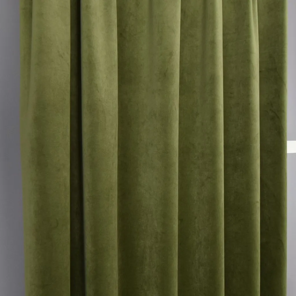 Nordisk Textil Sammetstyger|Gardiner Enfärgade|Velvet grön enfärgade sammetsgardiner