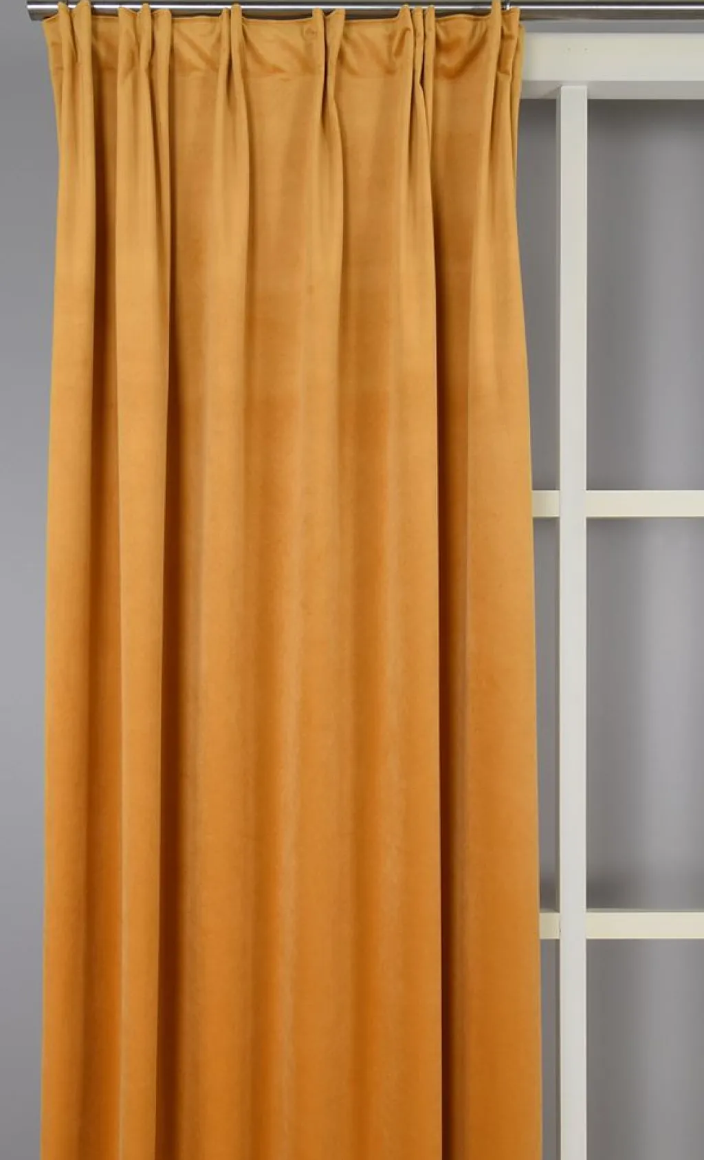Nordisk Textil Sammetstyger|Gardiner Enfärgade|Velvet gul enfärgade sammetsgardiner