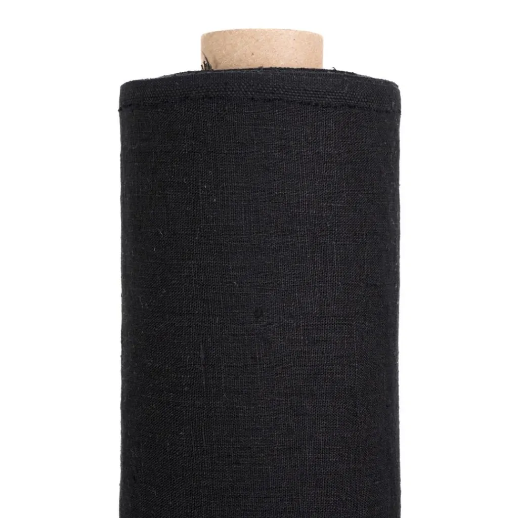 Nordisk Textil Gardintyger Enfärgade|Linnetyger|Verone Linne Svart – Stentvättat 100 % Lin