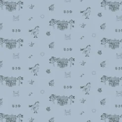 Barn Arvidssons textil Gardintyger Mönstrade|Barnmönster|Villa Villekulla blå tyg
