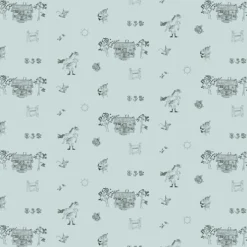 Barn Arvidssons textil Gardintyger Mönstrade|Barnmönster|Villa Villekulla grön tyg