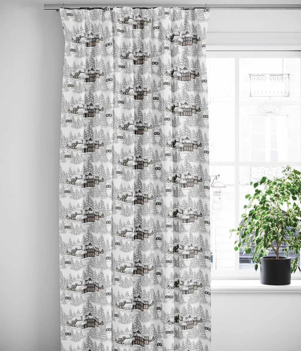 Arvidssons textil Gardiner Mönstrade|Julgardiner|Vinterbyn grå julgardiner