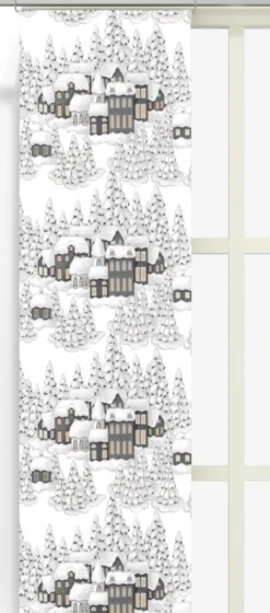 Arvidssons textil Julgardiner|Panelgardiner|Vinterbyn grå panelgardin