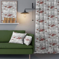 Arvidssons textil Gardiner Mönstrade|Vinterbyn röd gardiner