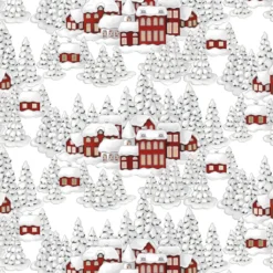 Arvidssons textil Gardintyger Mönstrade|Arvidssons Textil|Vinterbyn röd tyg