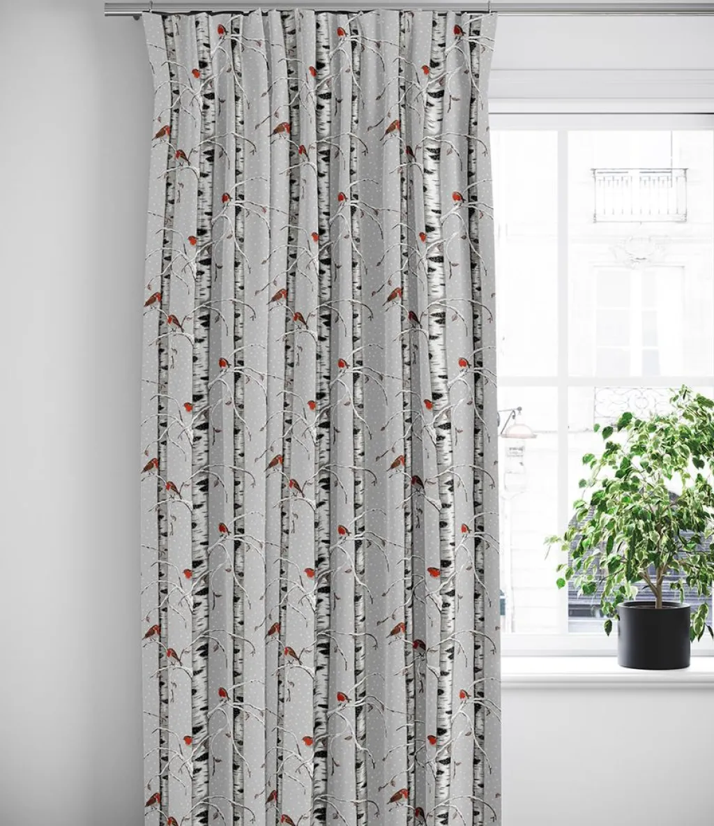 Arvidssons textil Gardiner Mönstrade|Julgardiner|Vinterdungen grå gardiner