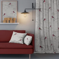 Arvidssons textil Gardiner Mönstrade|Julgardiner|Vinterland grå gardiner