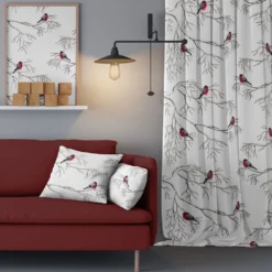 Arvidssons textil Gardiner Mönstrade|Julgardiner|Vinterland vit gardiner