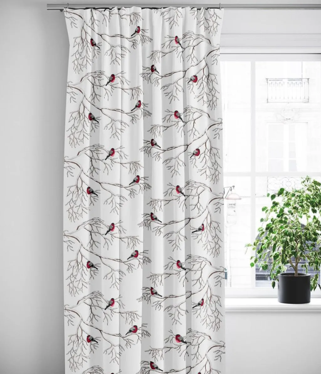 Arvidssons textil Gardiner Mönstrade|Julgardiner|Vinterland vit gardiner