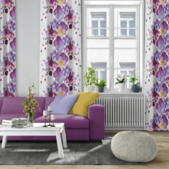 Arvidssons textil Gardiner Mönstrade|Viola lila gardiner