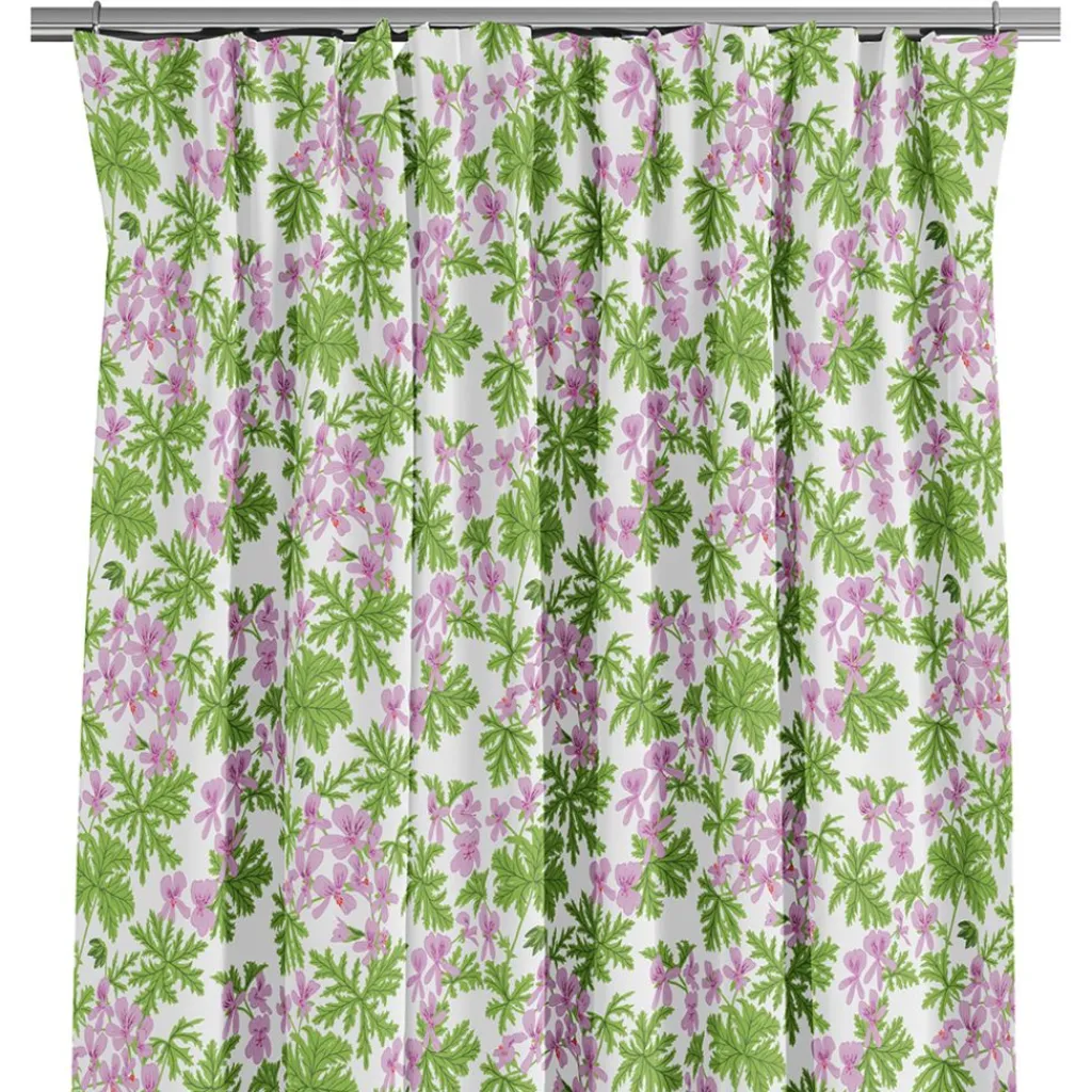 Arvidssons textil Gardiner Mönstrade|Westerlunds Blomma lila-grön gardiner