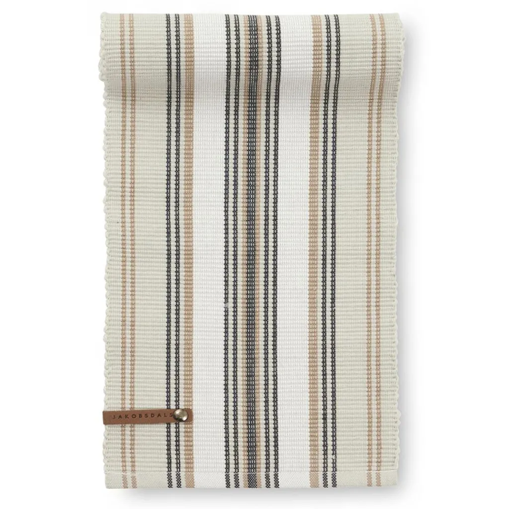 Jakobsdals Bordslöpare|Wove beige löpare 17x120 cm – Randig bordslöpare