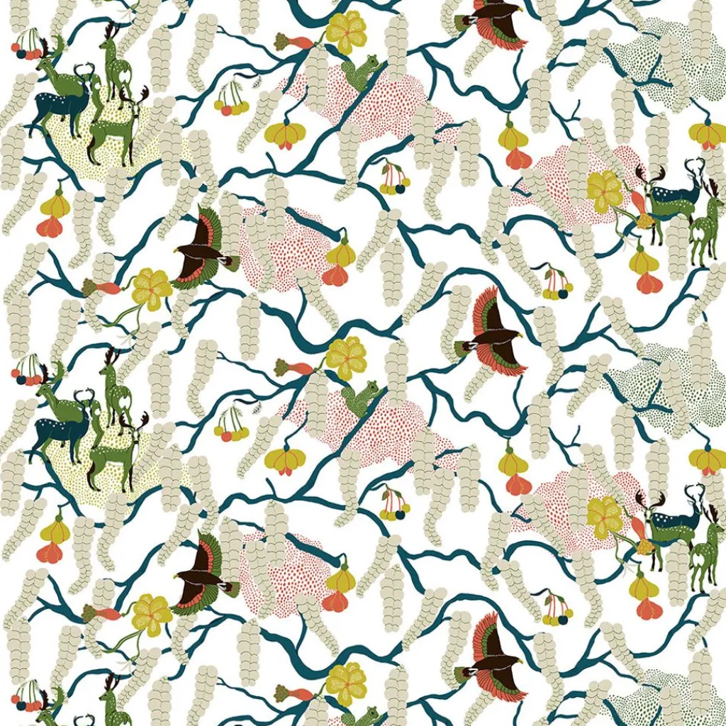 Arvidssons textil Gardintyger Mönstrade|Rea Gardintyger|Yggdrasil grön tyg